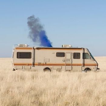 An iconic image from Breaking Bad, using EG blue smoke